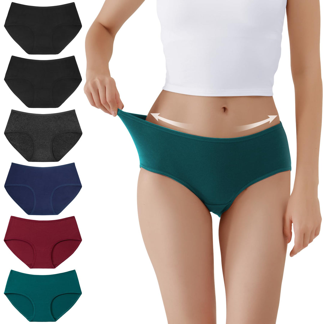 Unterhosen Damen Unterwäsche 6er Pack Baumwolle Slips Mittel Taille Panties M 6*mehrfarbig-5, M 6*me