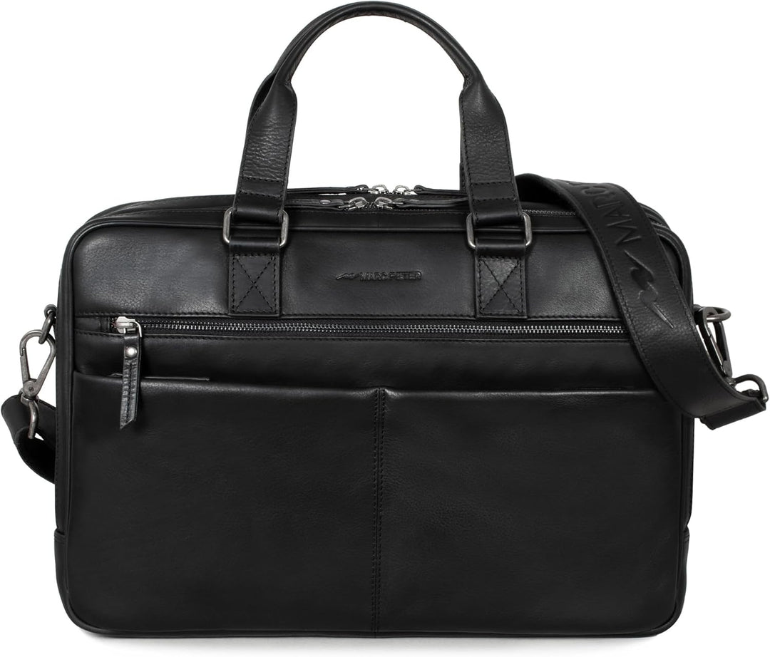 Marc Peter Laptoptasche Dallas I Leder Umhängetasche für 15.6 zoll Laptop I Aktentasche für Notebook