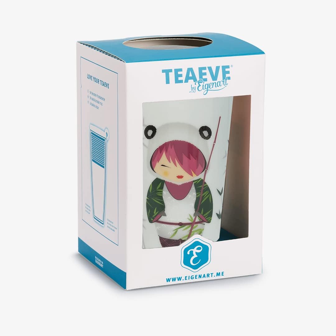 Eigenart TEAEVE Teebecher "Little Animals - Panda", Becher mit Sieb + Deckel im Geschenkkarton