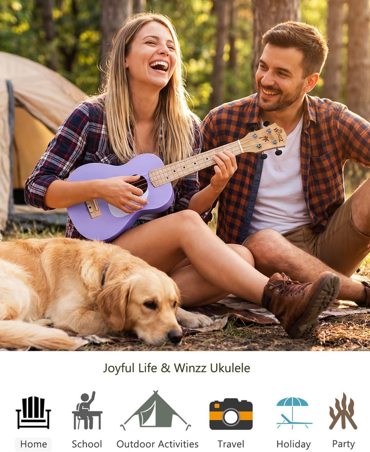 Winzz Ukulele Kinder Sopran, Ukulele Erwachsene Anfänger Set, 21 Zoll, mit 9 Zubehör, Kleine Einstei