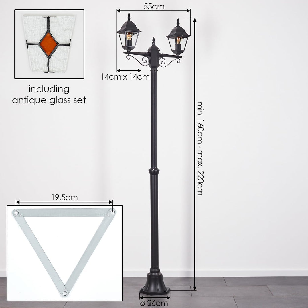 HOFSTEIN Kandelaber Naofe, Aussenwegeleuchte aus Metall/Glas in Schwarz/Klar/Orange, Wegebeleuchtung