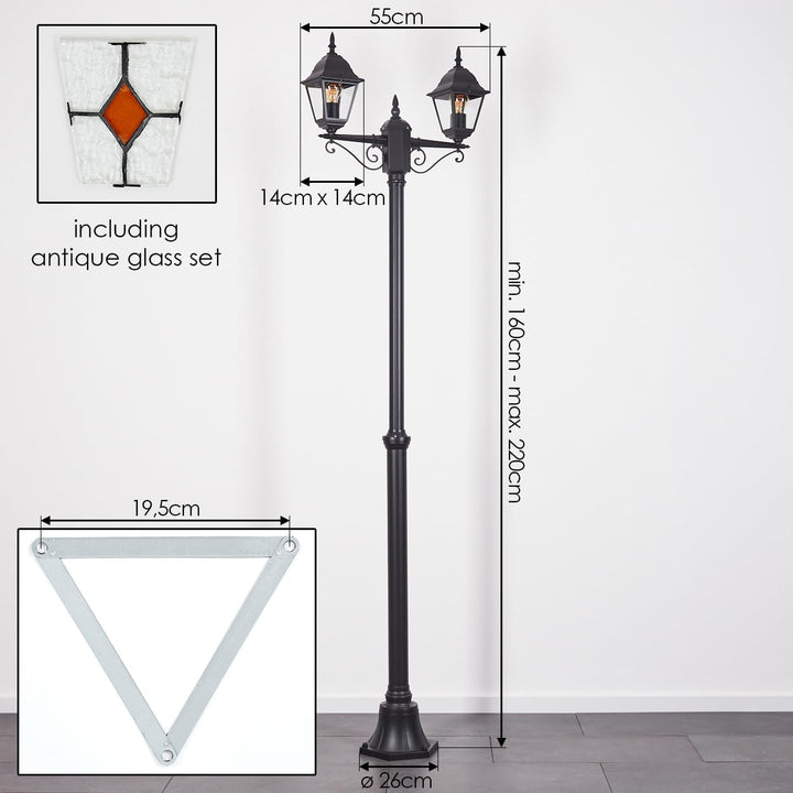 HOFSTEIN Kandelaber Naofe, Aussenwegeleuchte aus Metall/Glas in Schwarz/Klar/Orange, Wegebeleuchtung