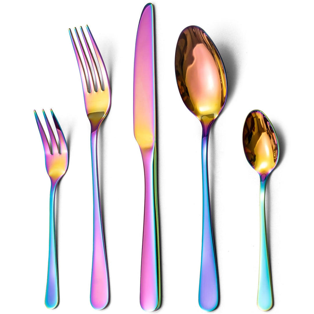 Besteck Set, Edelstahl Spiegelpoliert 30 teilig Besteckset für 6 Personen, Essbesteck Set mit Messer