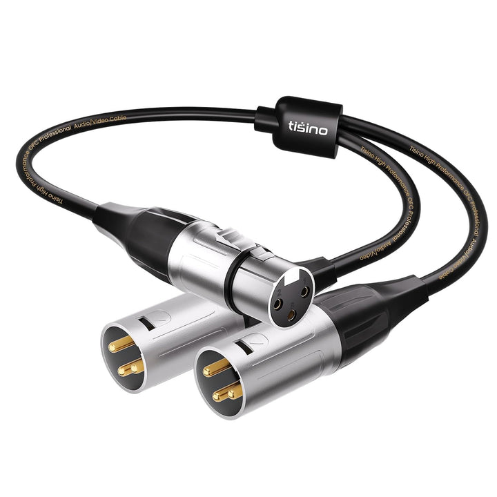 Tisino Balanced XLR Splitter Kabel, 1 Buchse auf 2 Stecker Patch Mikrofonkabel XLR Y Splitter Kabel