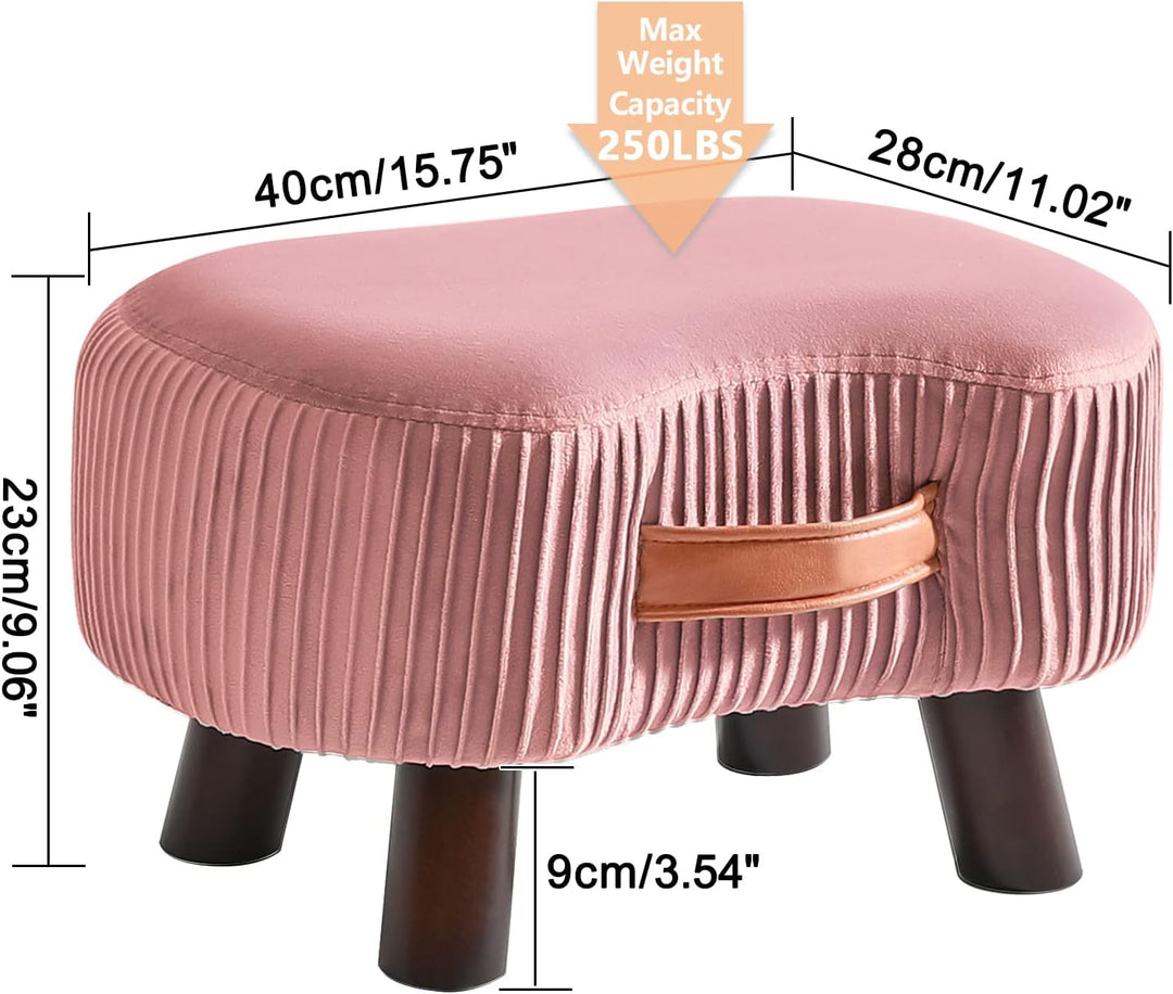 YMYNY Fusshocker, Sitzbank mit Griff, Gebogener Tritthocker mit weichem Sitzkissen, Gepolsterter Hoc