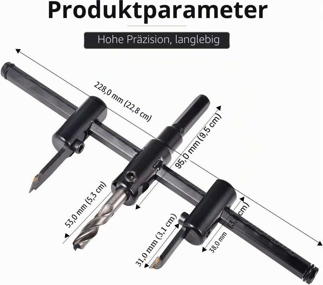 kreisschneider Verstellbar [Durchmesser: 30mm - 200mm], Verstellbar von 1 Zoll bis 5 Zoll Lochsägen