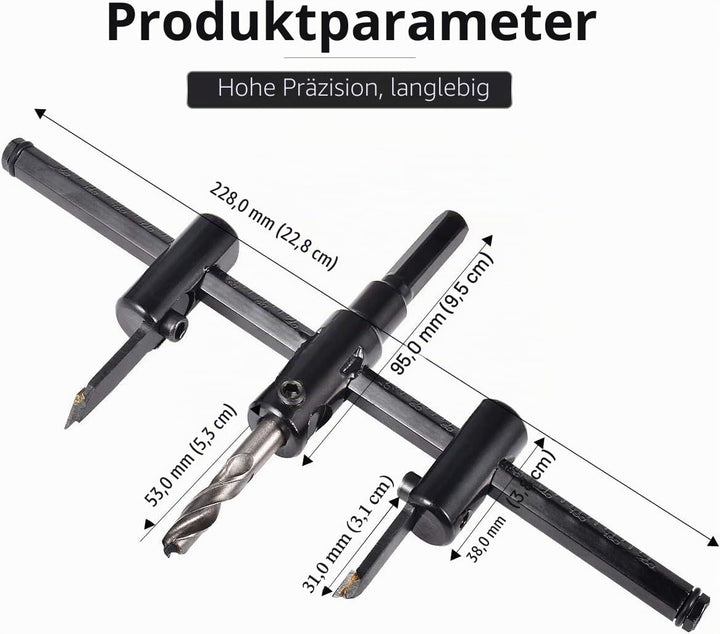 kreisschneider Verstellbar [Durchmesser: 30mm - 200mm], Verstellbar von 1 Zoll bis 5 Zoll Lochsägen