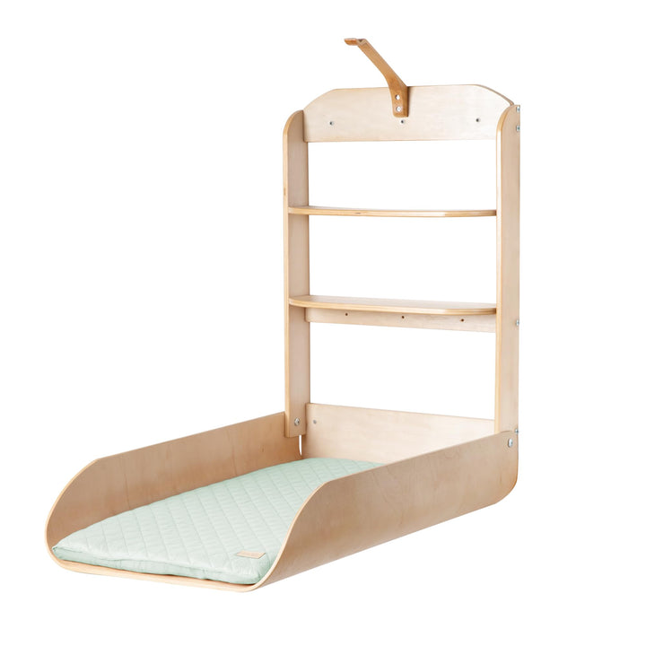 roba Wandwickelregal - Klappbares Wickelregal aus Holz natur + Wickelauflage roba Style Frosty green
