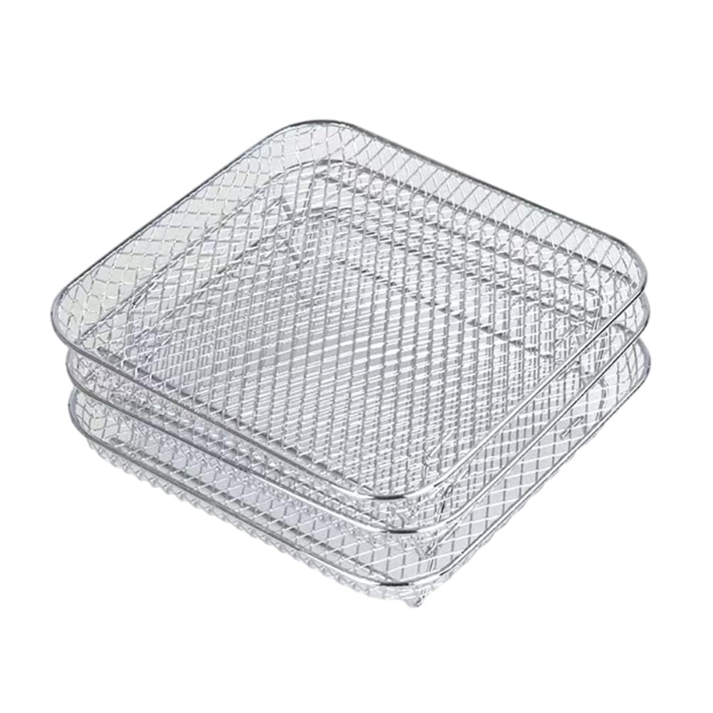 3PCS Air Fryer Rack, Stapelbares Edelstahl Heissluftfritteuse Grillrost Luftfritteuse-Gestell Quadra