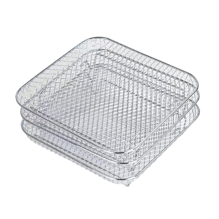 3PCS Air Fryer Rack, Stapelbares Edelstahl Heissluftfritteuse Grillrost Luftfritteuse-Gestell Quadra