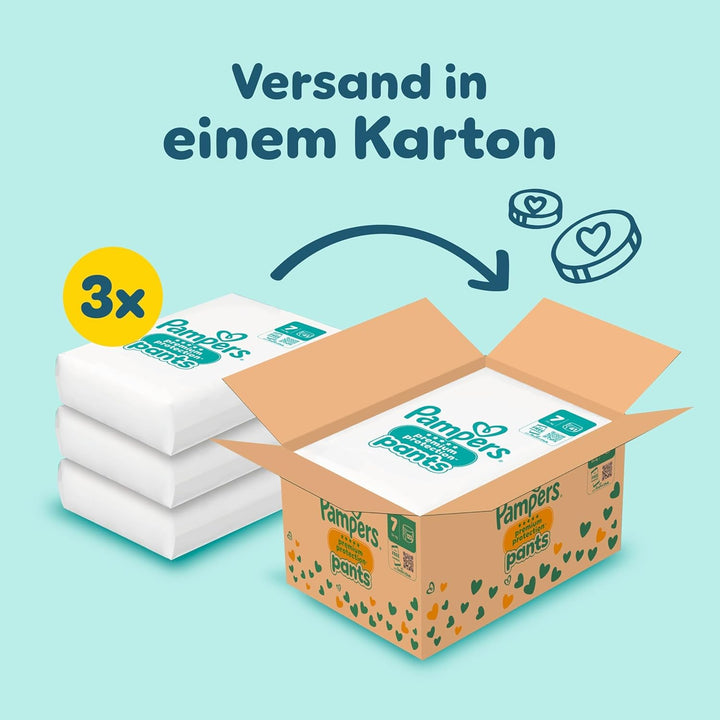 Pampers Premium Protection Pants Grösse 7, 123 Windeln, 15kg+, mit 360° Passform und weichen Anti-Au