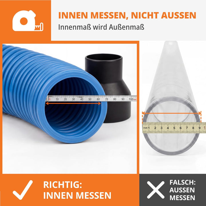 WFix Individueller Schlauchadapter nach Mass (25-40mm) – Konfigurierbares Reduzierstück für Werkstat