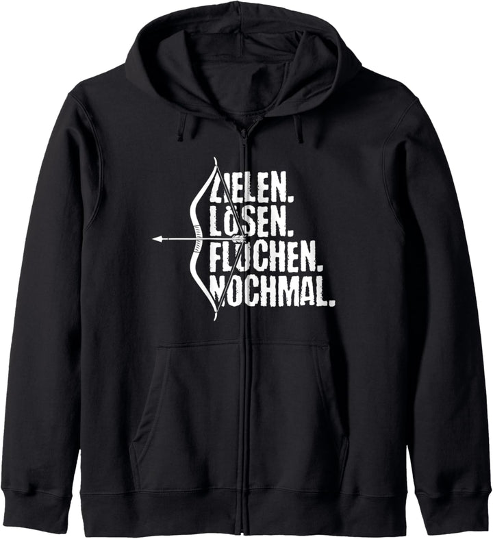 Pfeil und Bogen Zielen Lösen Fluchen Lustiges Bogenschiessen Kapuzenjacke