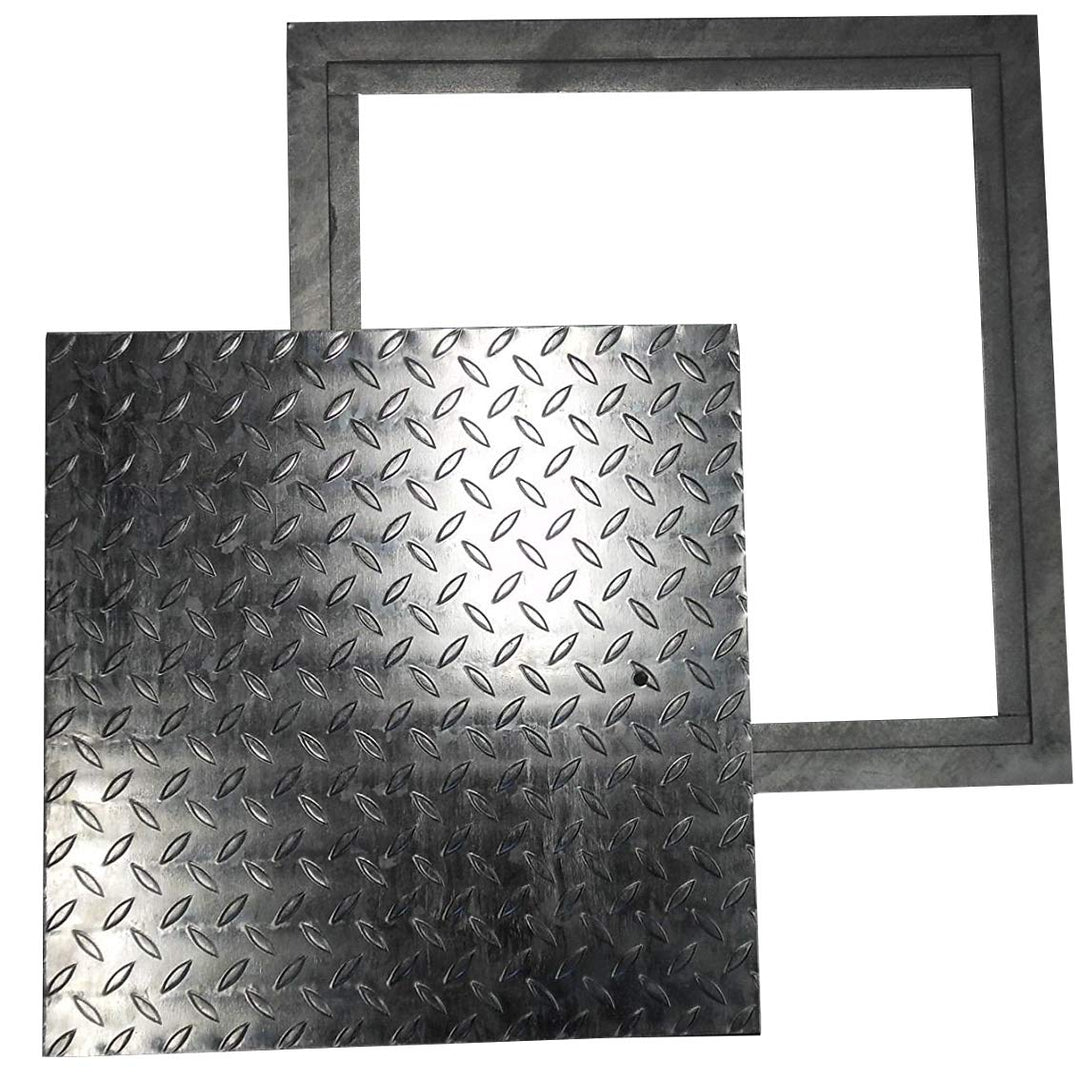Schachtabdeckung Kanalabdeckung Stahl verzinkt begehbar 80 x 80 cm Trändenblech Kanaldeckel mit Rahm
