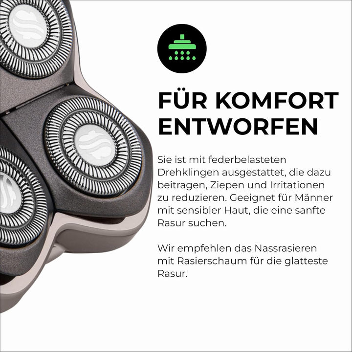 Skull Shaver Forte Pro 3-Kopf-Ersatzklinge - Für Pitbull, Palm & Butterfly Kiss Rasierer - Bartpfleg