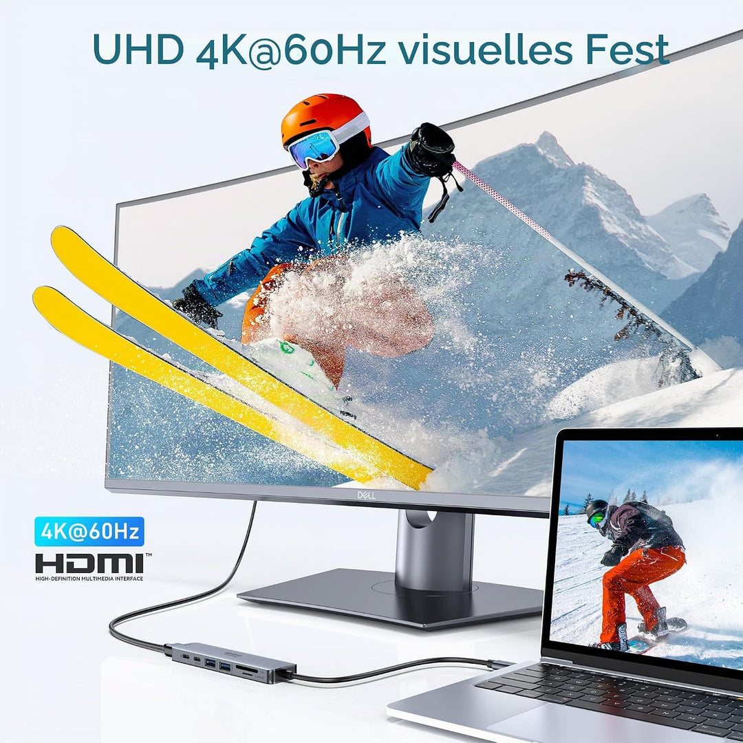 Selore&S-Global USB C Hub HDMI Adapter für MacBook Pro/Air, 7 in 1 USBC Dongle with HDMI, SD/TF Card