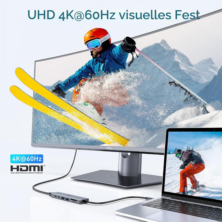 Selore&S-Global USB C Hub HDMI Adapter für MacBook Pro/Air, 7 in 1 USBC Dongle with HDMI, SD/TF Card