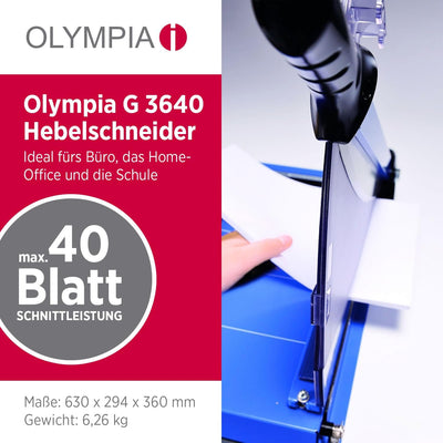 Olympia G 3640 Profi Hebelschneider (DIN A4, 40 Blatt, Schnittschutz, Hochwertige Schneidemaschine a