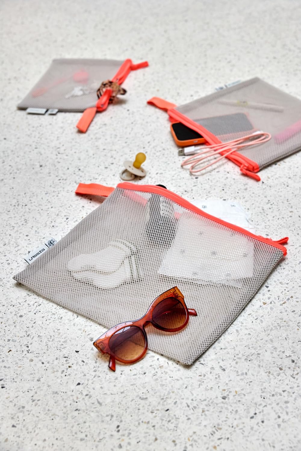 LÄSSIG Wickeltaschen Zubehör Set 3-teilig, Organisations Netztaschen für unterwegs/Mesh Bags Set neo