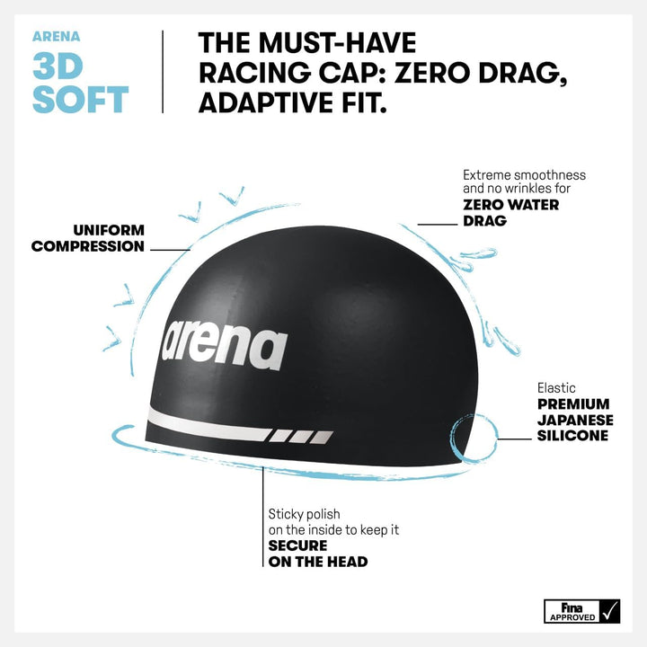 ARENA 3D Soft Badekappe L gelb, L gelb