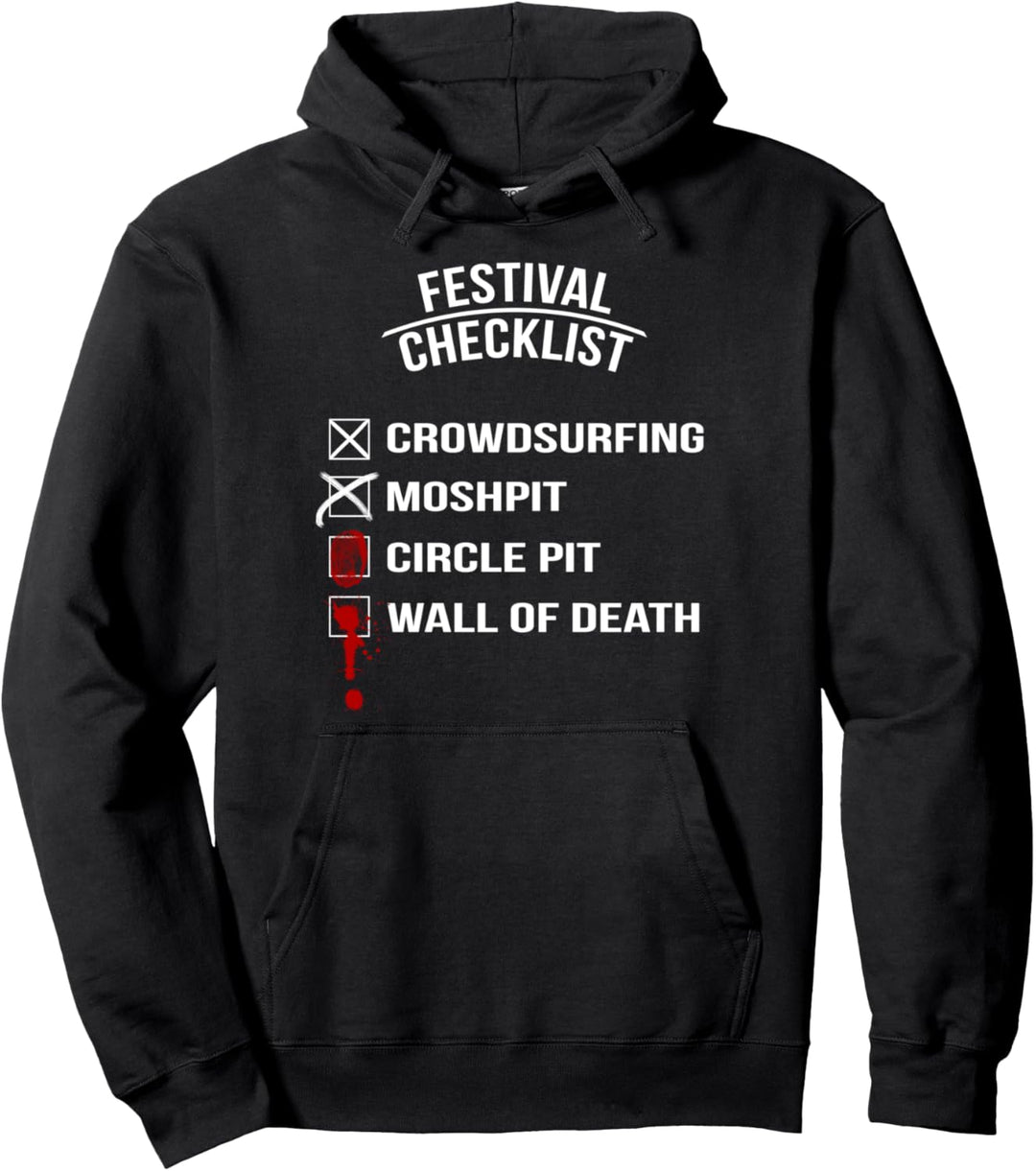 Metal und Rock - Festival Checkliste Pullover Hoodie