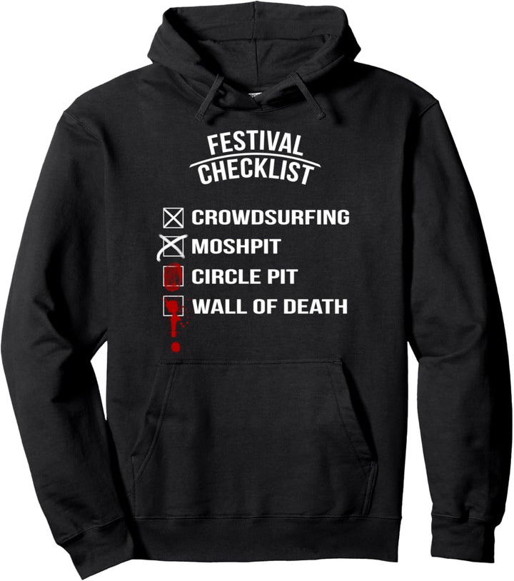Metal und Rock - Festival Checkliste Pullover Hoodie