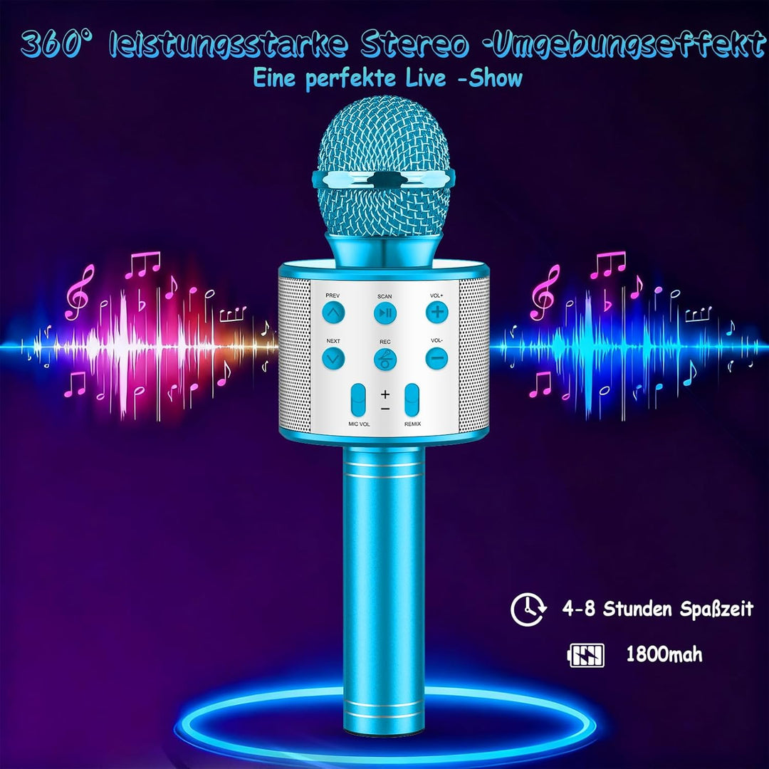 Karaoke Mikrofon Kinder, Drahtloses Bluetooth Mikrofon mit LED, Geschenke Mädchen Teenager Mädchen J