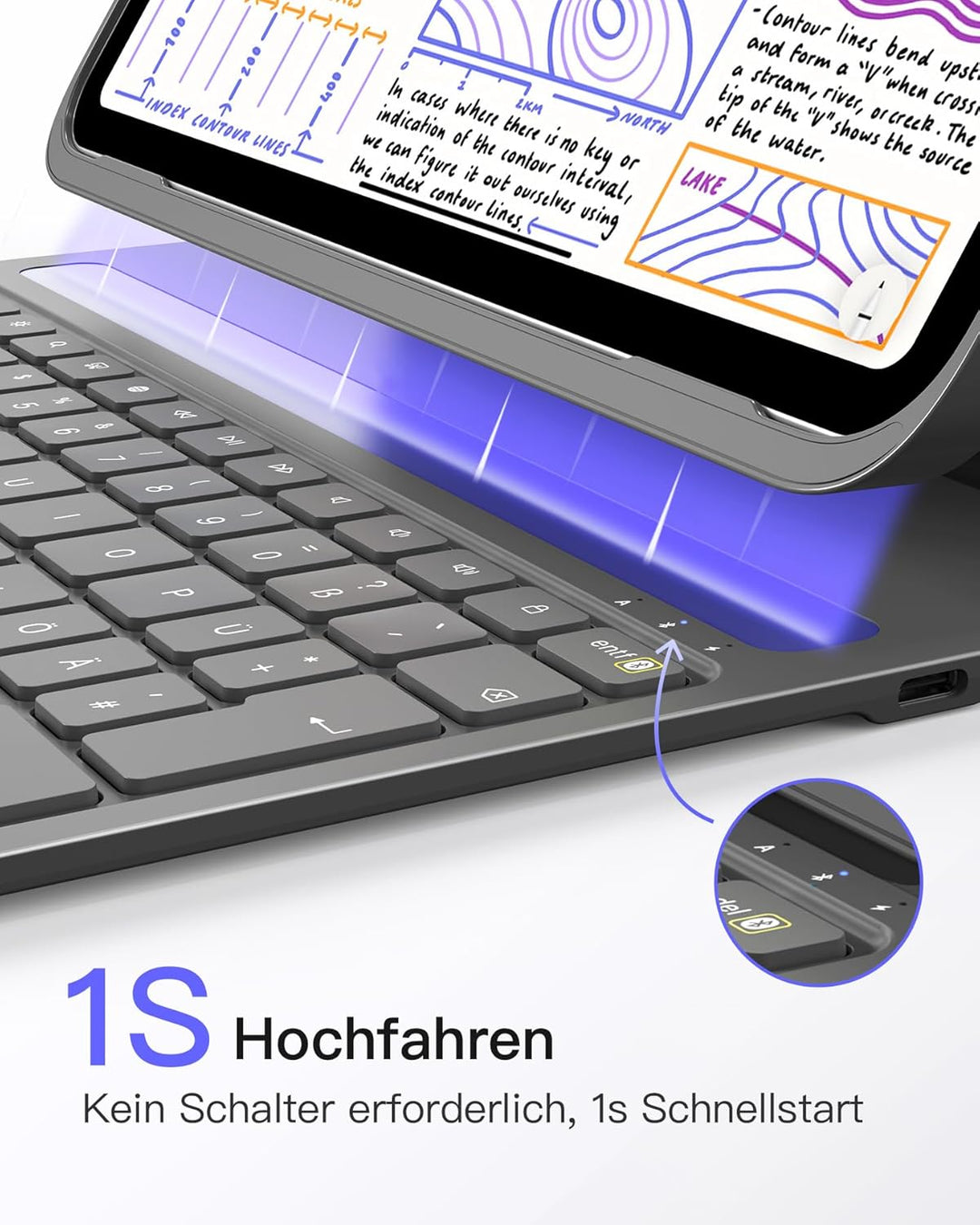 Inateck Tastatur Hülle Kompatibel mit Air 13 Zoll (M3/M2,2025/2024), Ultraleichte Tastatur Hülle für