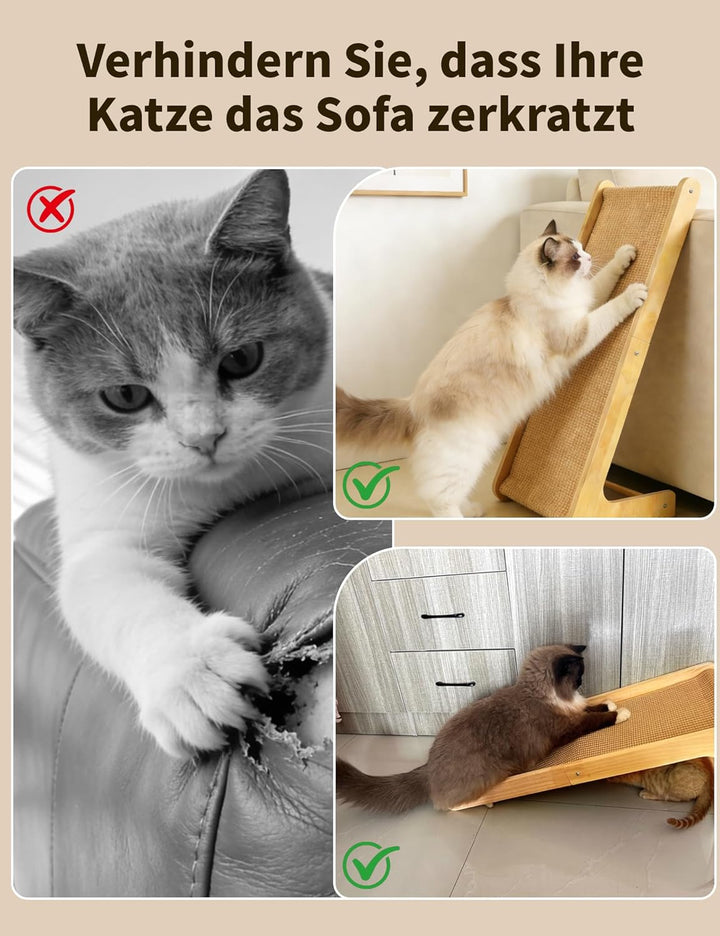 Kratzbrett Katzen, Large 69cm H, Sisal Kratzbrett Katze, Massives Holz &amp; Natürliches Sisal Katzen kr