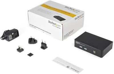 StarTech.com 2 Port USB HDMI KVM Switch / Umschalter mit Audio und USB 2.0 Hub HDMI mit 1 Display Si