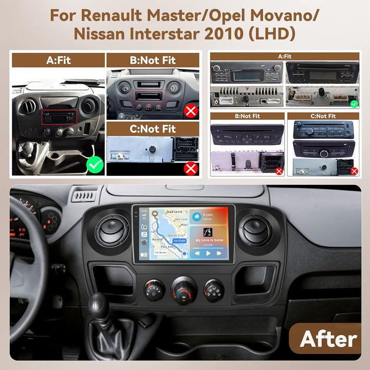 Hikity Android 15 4+64G Autoradio für Renault Master/Opel Movano/Nissan Interstar 2010 mit 10'' Ince