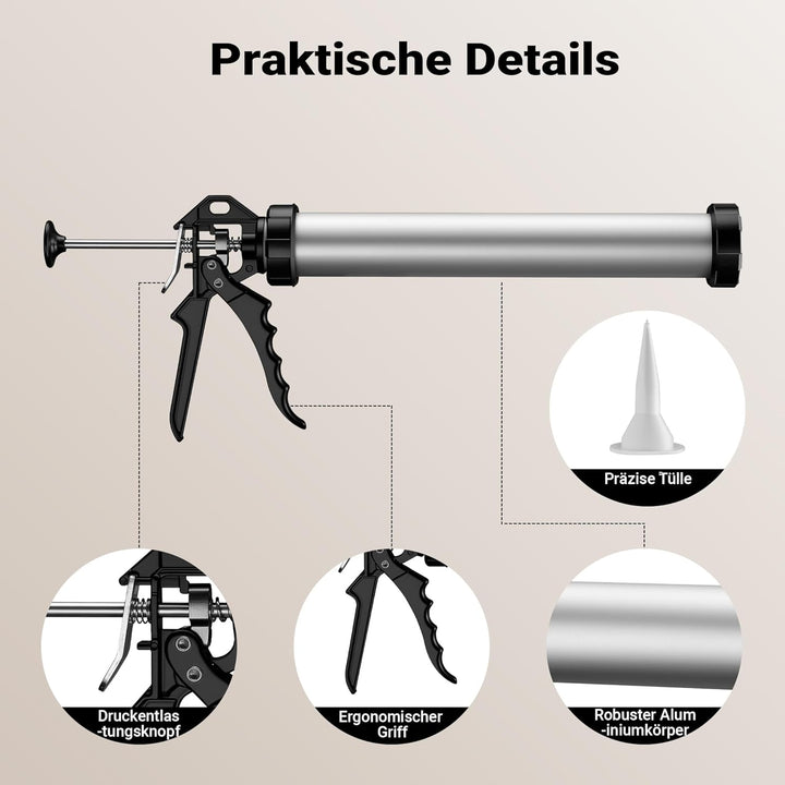 Aluminium Kartuschenpresse 600 Silikonspritze 380 mm, 380 mm