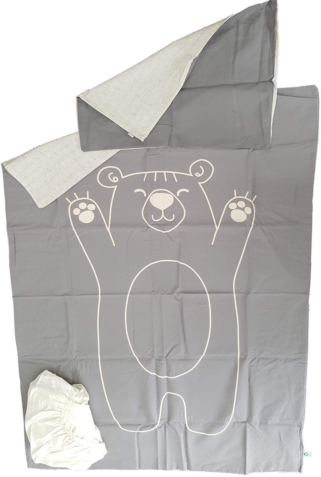 lupilu Pure Collection Baby-BETTWÄSCHE-Set Grau Beige Bär Motiv Natürlicher Schlafkomfort durch Rein