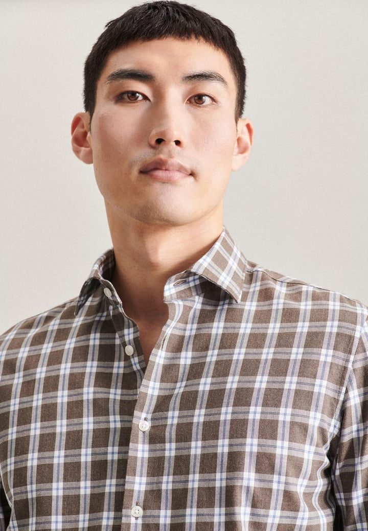 Seidensticker Herren Business Hemd - Bügelfreies, schmales Hemd - Slim Fit - Langarm - Kent-Kragen -