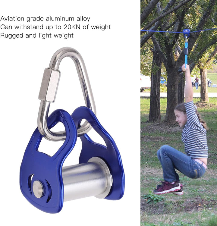 Slackline Pulley, Robuster Outdoor Sport Pulley Slider für Zipline Hindernisparcours Training, Blau