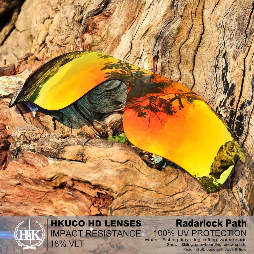 HKUCO For Oakley Radarlock Path Red/Blue Polarized Replacement Lenses And Black Earsocks Rubber Kit