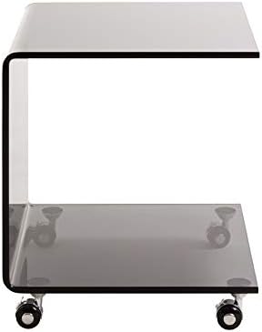 HAKU Möbel Beistelltisch auf Rollen, Glas 12 mm, grau, B 42 x T 42 x H 49 cm