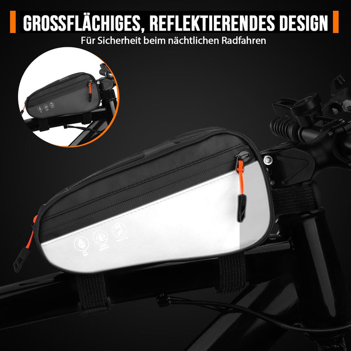 Fahrrad Rahmentasche, 3 Wege Installation Fahrradtasche Rahmen Oberrohrtasche Dreieckstasche mit Zwe