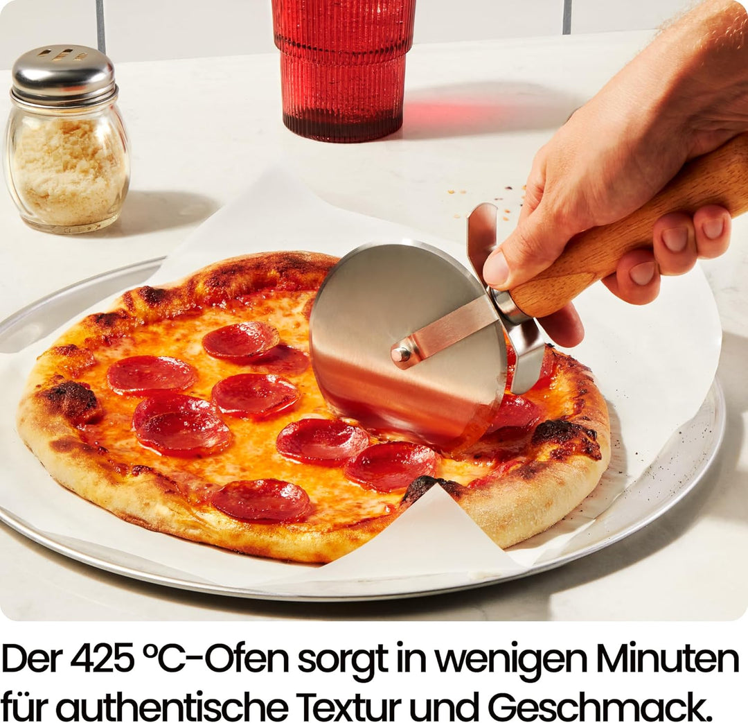 CHEFMAN Elektrischer Pizzaofen für drinnen und draussen, tragbarer Pizzaofen 30 cm für Neapolitaner,