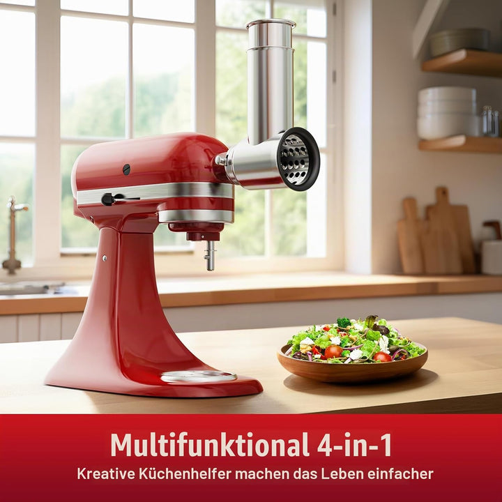 Edelstahl Hobel Shredder Aufsatz für KitchenAid Mixer, Käsereibe Aufsatz für Kitchenaid, Gemüsehobel