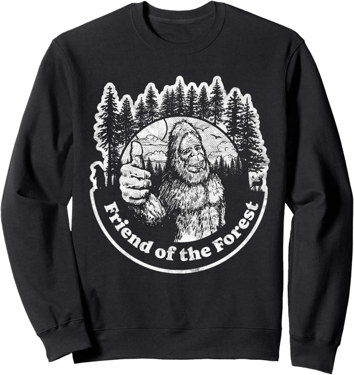 Friend of the Forest Funny Bigfoot Nature Thumbs Up Tree 80s Sweatshirt