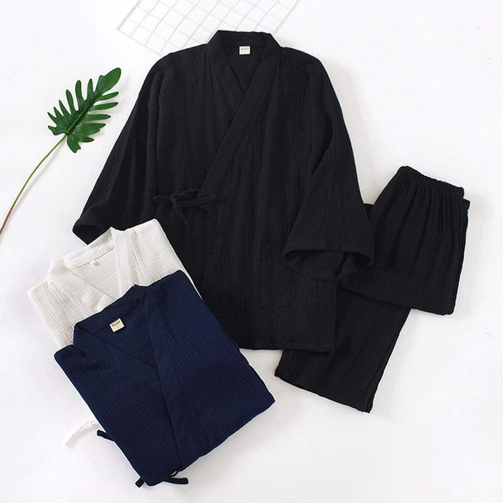 Japanische Kimono Loose Casual Home Pyjamas für Herren Nachtwäsche Grösse L O35