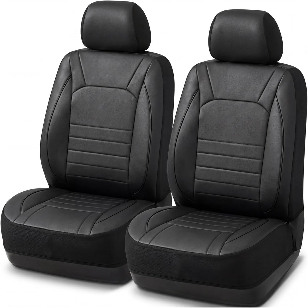 AUTOYOUTH Universal Vordersitzbezüge, wasserdicht, PU-Leder, Schwarz, Airbag-kompatibel, Paar, für S