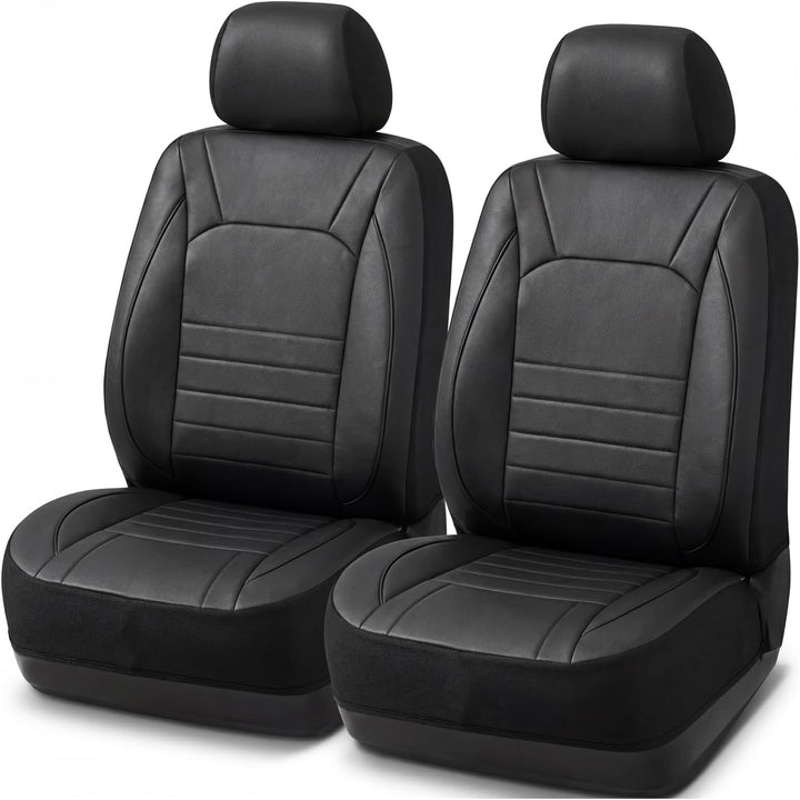 AUTOYOUTH Universal Vordersitzbezüge, wasserdicht, PU-Leder, Schwarz, Airbag-kompatibel, Paar, für S