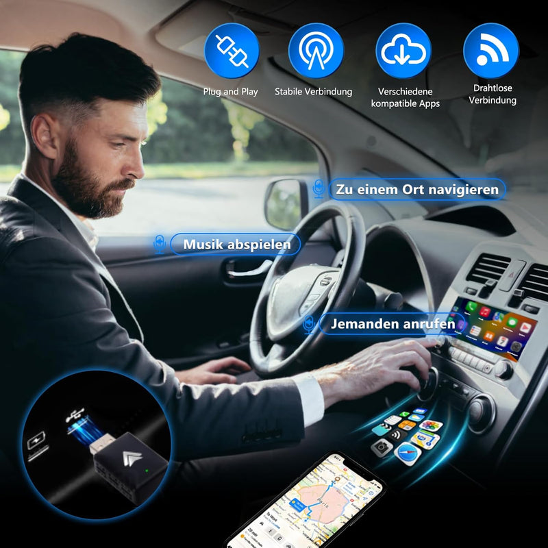 Lupxiu Android Auto & Carplay Kabelloser Adapter, Kompatibel mit iPhone und Android Mobiltelefonen,