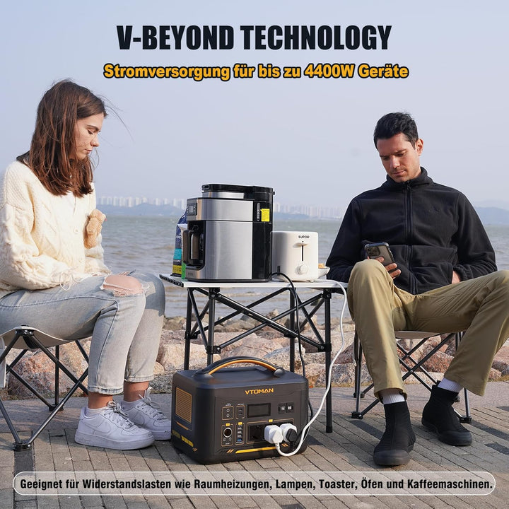 VTOMAN Jump 2200 Tragbare Powerstation - 1548Wh/2200W (Spitze 4400W) LiFePO4 Batterie Solar generato