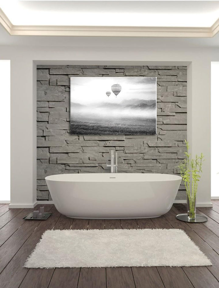 Pixxprint Heissluftballon Landschaft als Leinwandbild/Grösse: 100x70 / Wandbild/Kunstdruck/fertig be