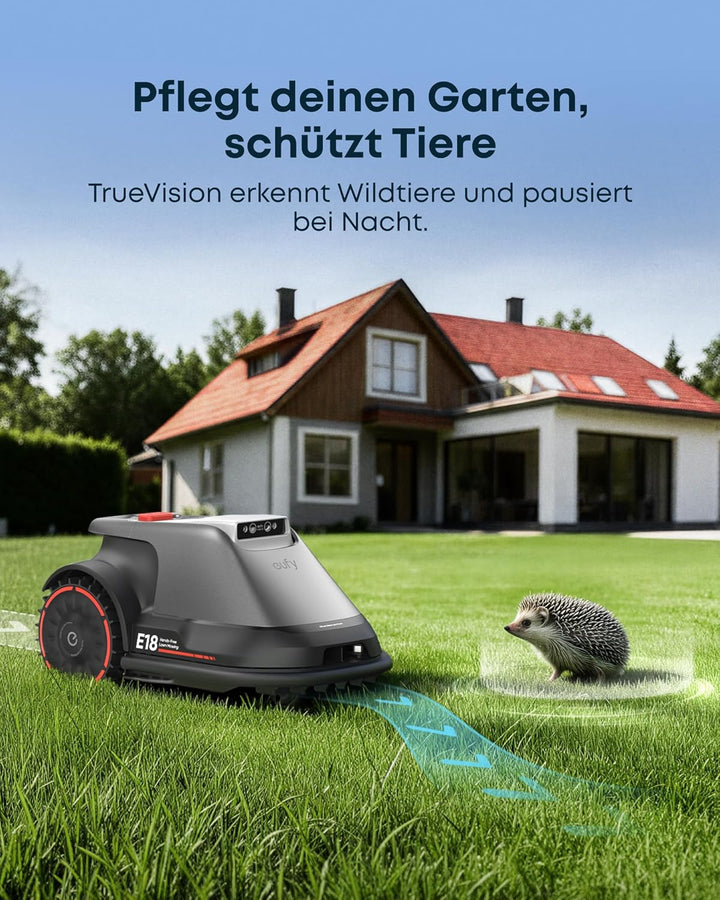 eufy E18 Mähroboter ohne Begrenzungskabel, ohne RTK & Signalausfälle, TrueVision Technologie, GNSS,
