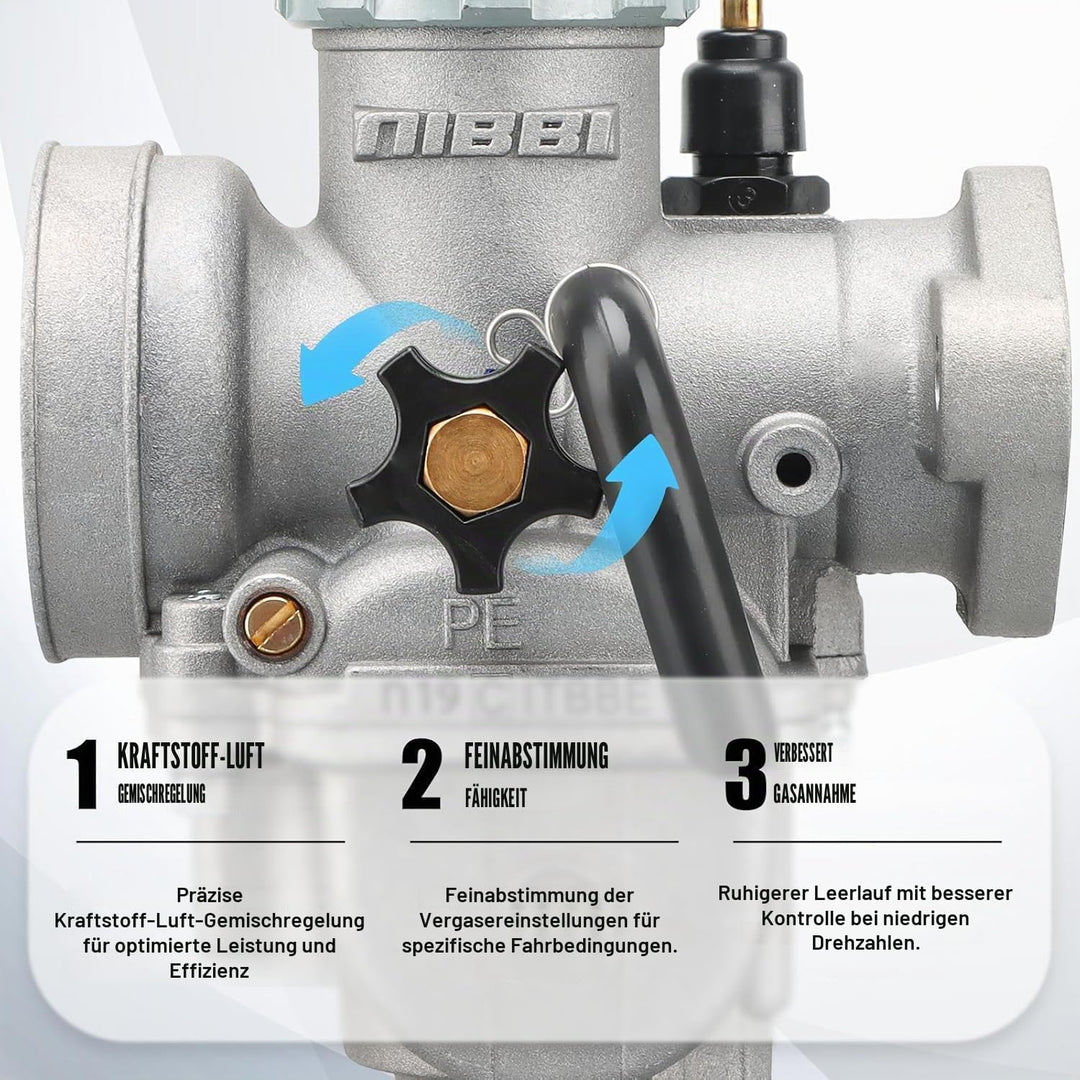 NIBBI PE24mm Vergaser für 140cc-150cc Flansch Motorrad Motor Vergaser mit Carb Jets PE-Flansch-24mm,