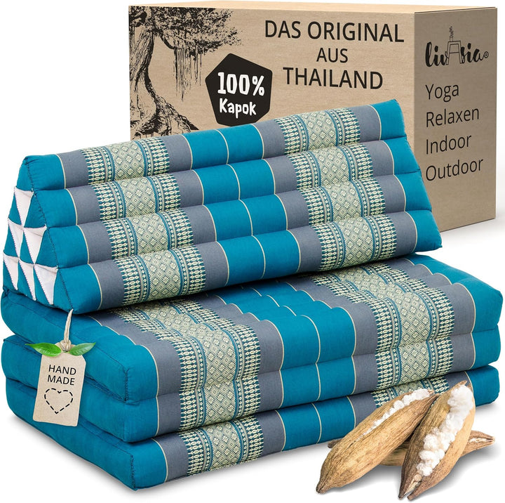 livasia Thaikissen 3 Auflagen für Paare XXL - 190x80x8cm - Dreieckskissen Klappmatratze, extrabreit